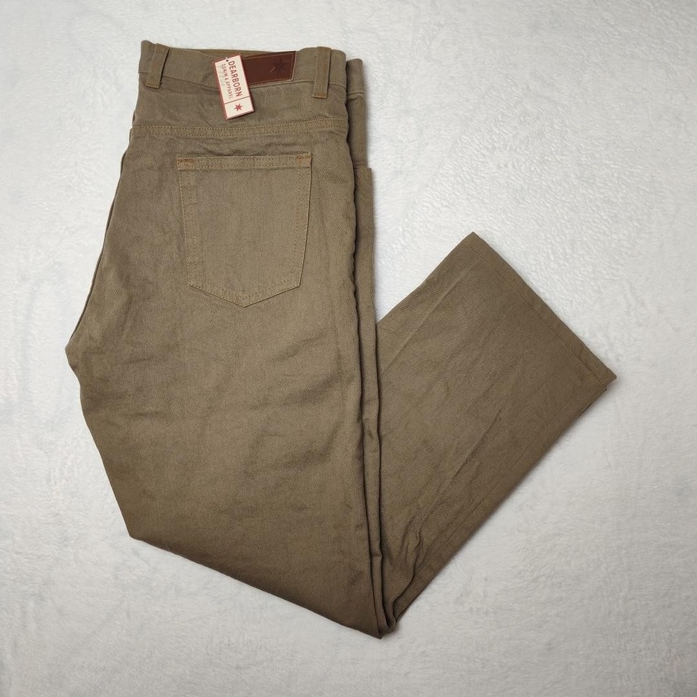 Dearborn Denim Jeans Mens 40x30 Brown Khaki Straight Leg USA Stretch Casual
